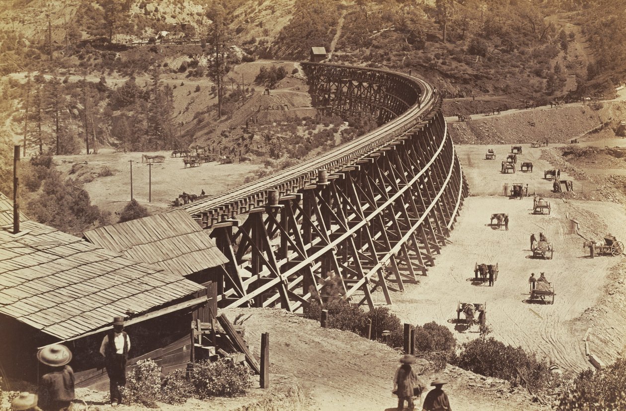 Podest na Central Pacific Railroad autorstwa Carleton E. Watkins