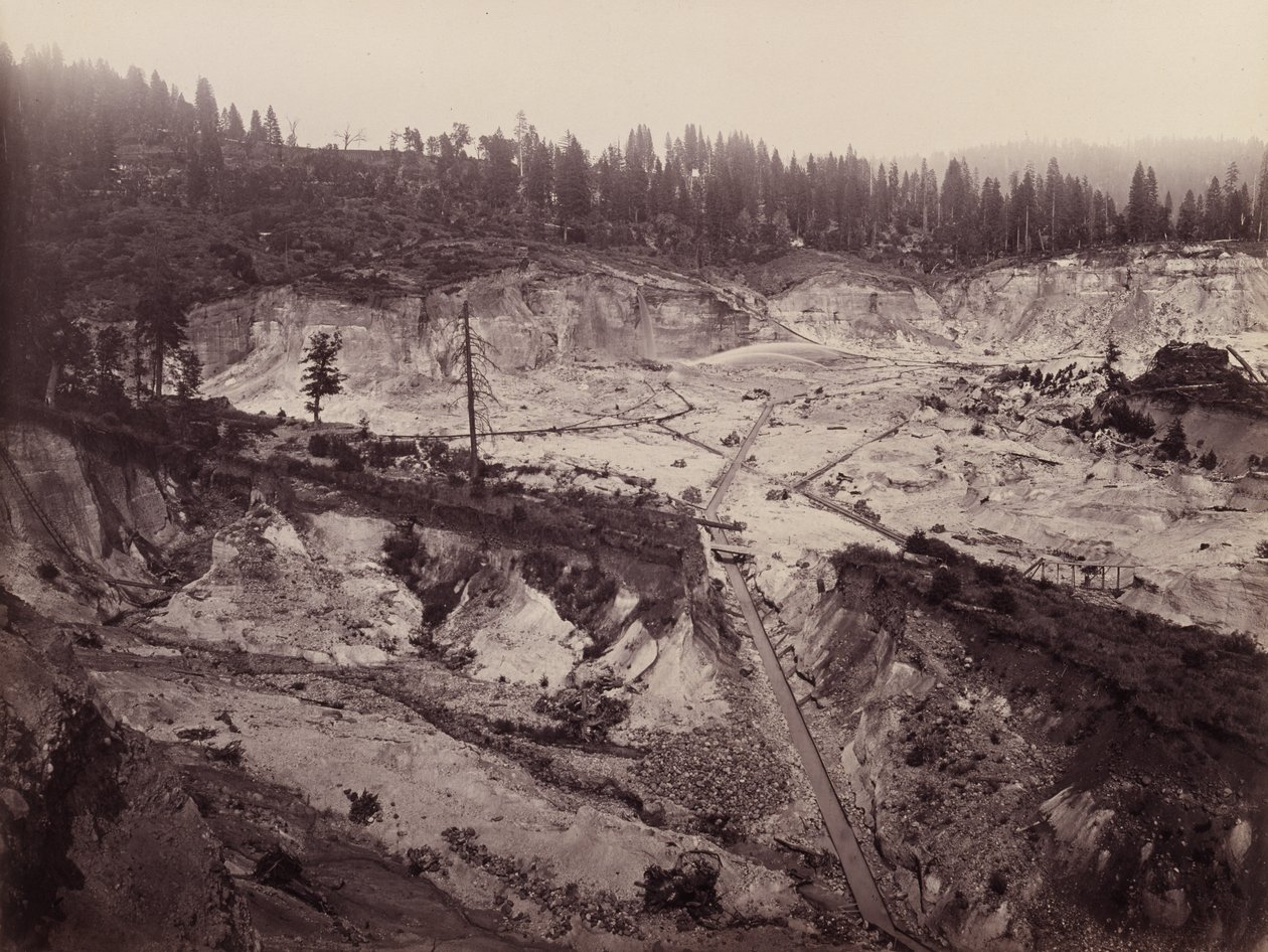 Malakoffa Digginsa. North Bloomfield Gravel Mining Company, c.1871 (odbitka albuminowa mamuta) autorstwa Carleton E. Watkins