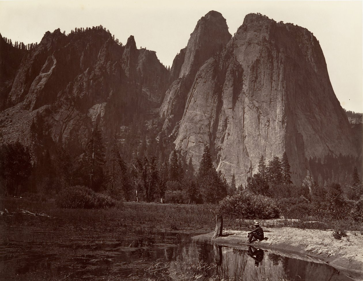 Cathedral Rocks, Yosemite, ca. 1872, wydrukowany ca. 1876. autorstwa Carleton E. Watkins.