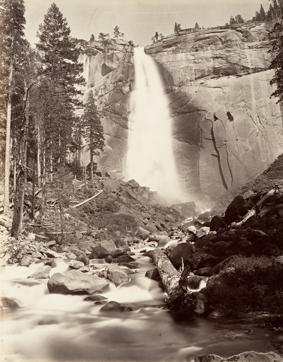Nevada Fall, 700 stóp, Yosemite, ca. 1872, wydrukowany ca. 1876. autorstwa Carleton E. Watkins.