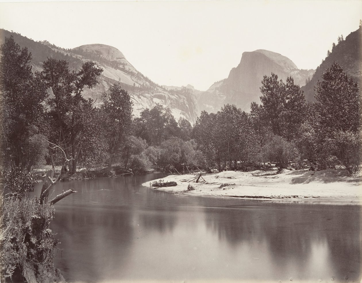 Kopuła północna i południowa, Yosemite, ca. 1872, wydrukowany ca. 1876. autorstwa Carleton E. Watkins.
