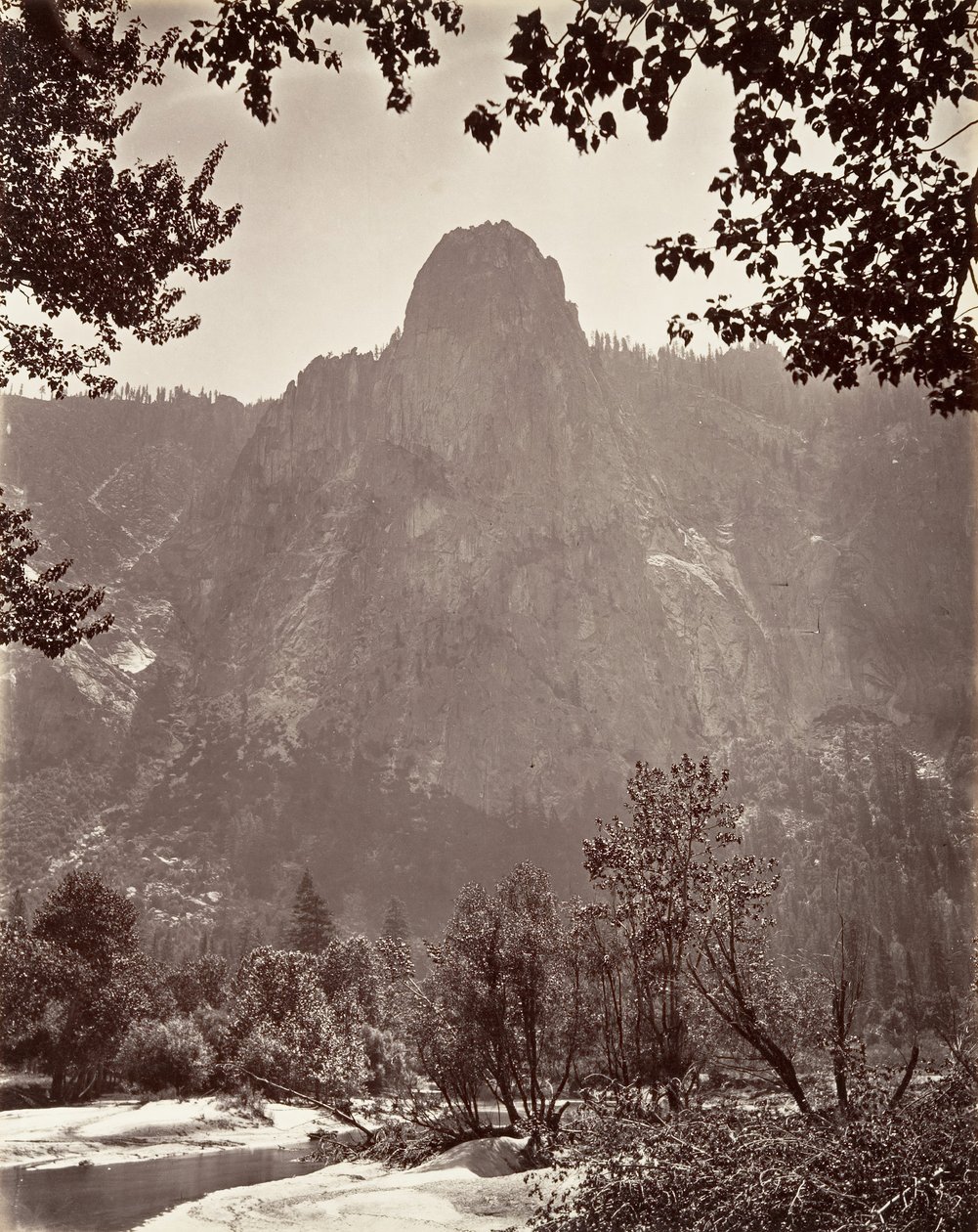 Sentinel Rock, Yosemite, ca. 1872, wydrukowany ca. 1876. autorstwa Carleton E. Watkins.