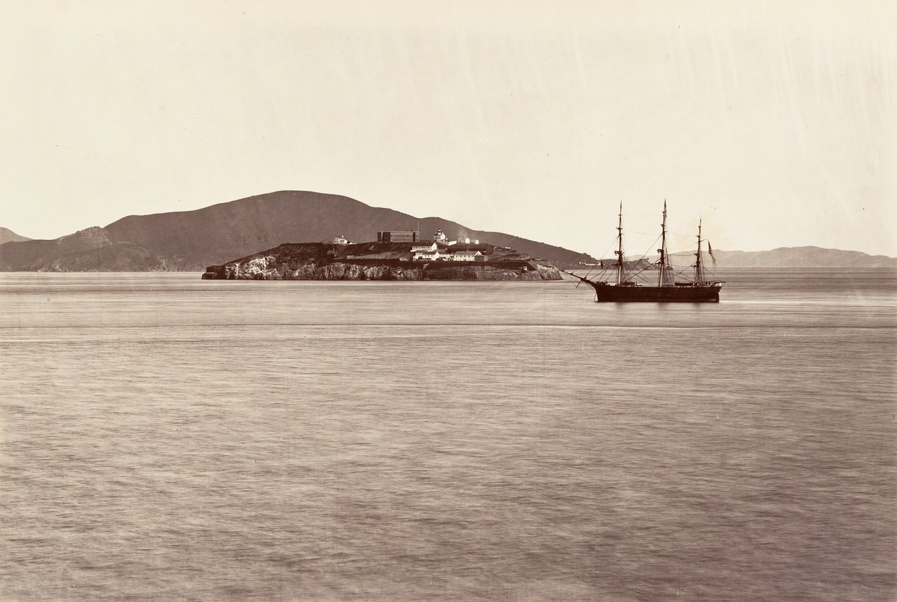 Wyspa Alcatraz, San Francisco, 1868-69, druk ok. 1876. autorstwa Carleton Emmons Watkins