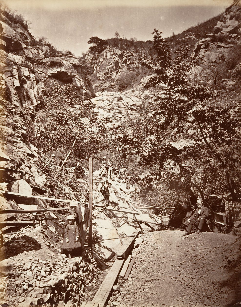 Gorące Źródła Siarkowe, Santa Barbara, 1876, druk ok. 1876. autorstwa Carleton Emmons Watkins