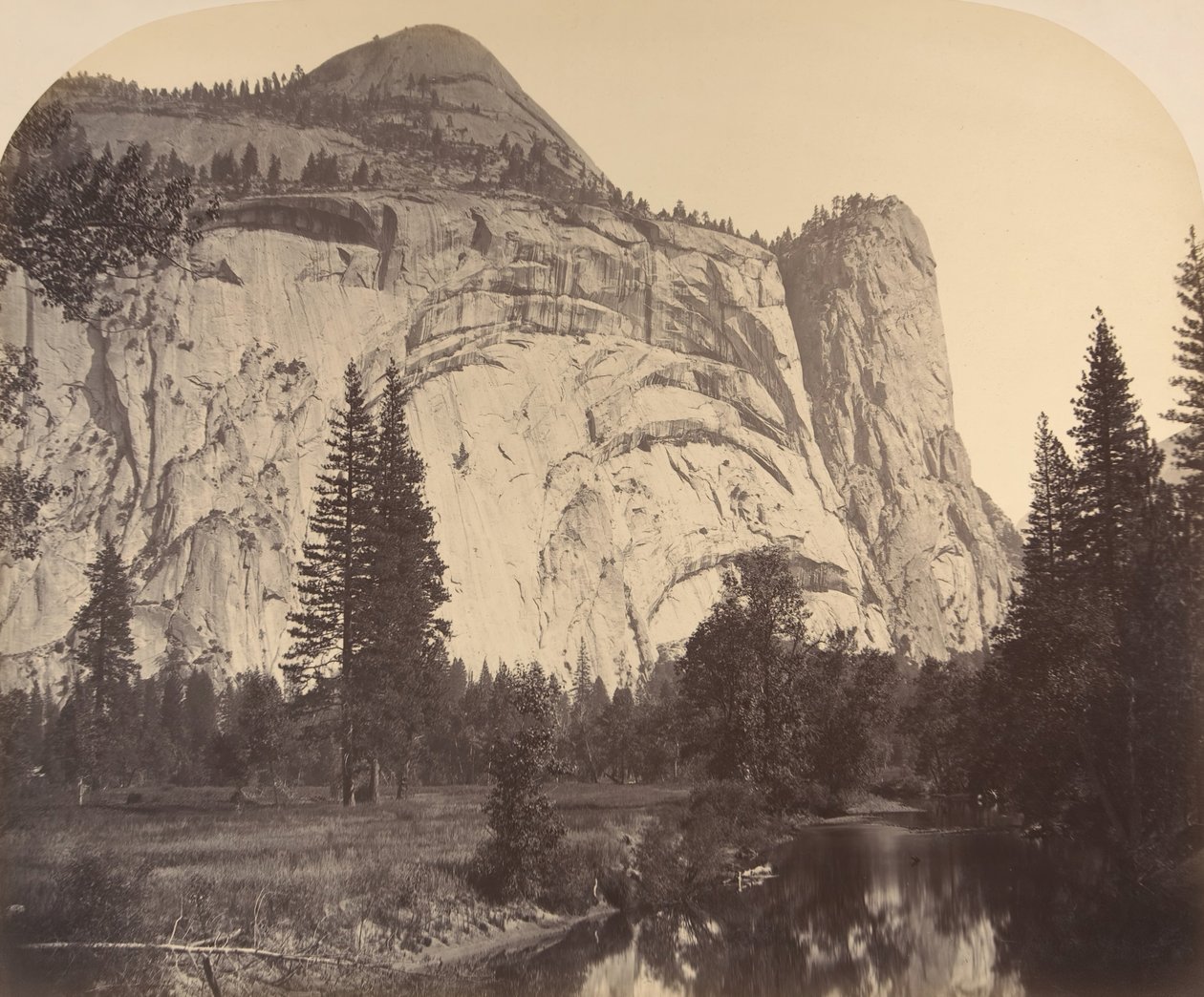 Kopuła Północna po lewej - Łuki Królewskie - Kolumna Waszyngtona, 1861, Yosemite. autorstwa Carleton Emmons Watkins
