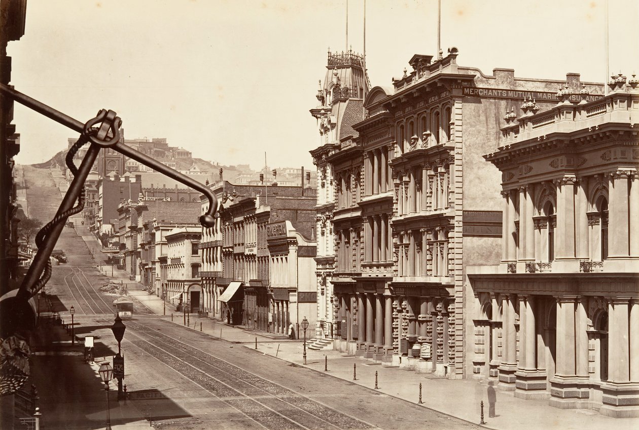 North Side of California Street, 1864, wydrukowany ok. 1876. autorstwa Carleton Emmons Watkins