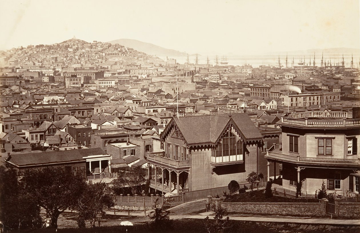 San Francisco, z Rincon Hill, 1864, wydrukowany ok. 1876. autorstwa Carleton Emmons Watkins