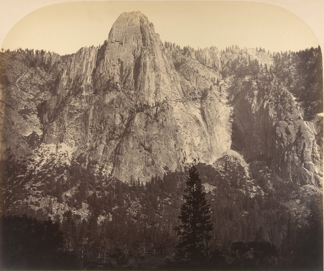 Posterunek. Widok z przodu: 3270 stóp, 1861. autorstwa Carleton Emmons Watkins