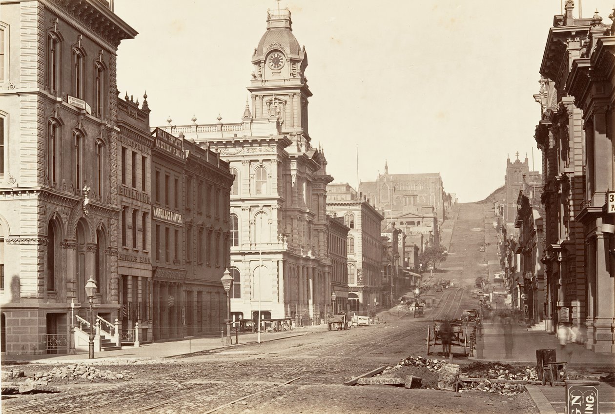 South Side of California Street, 1864, wydrukowany ca. 1876. autorstwa Carleton Emmons Watkins