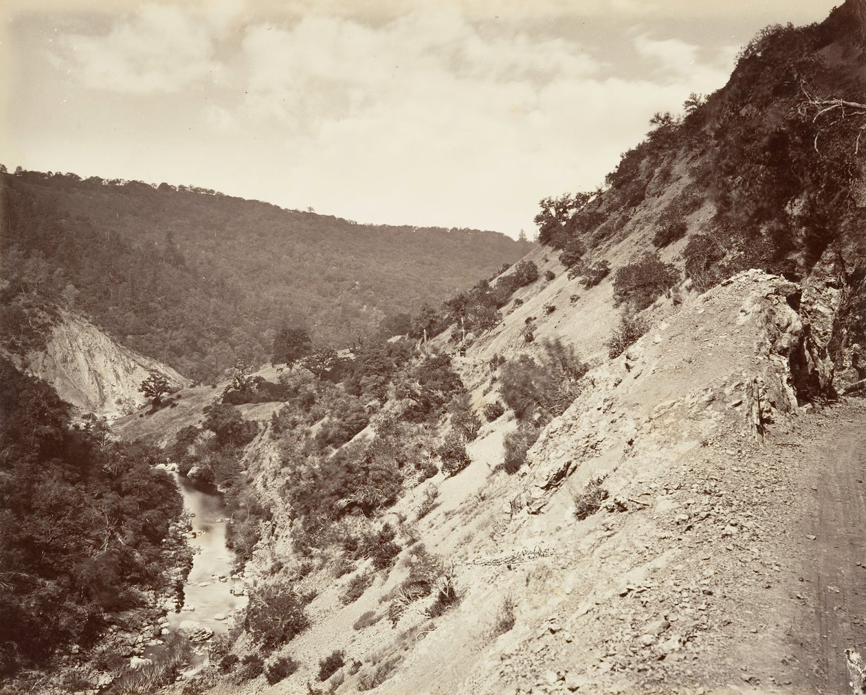 Sulphur Creek i Road to Geysers, 1868-70, wydrukowany ca. 1876. autorstwa Carleton Emmons Watkins