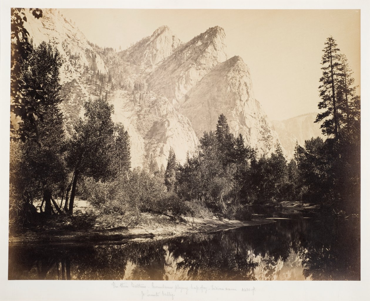 Trzej bracia, ok. 1870 (odbitka albumowa) autorstwa Carleton Emmons Watkins