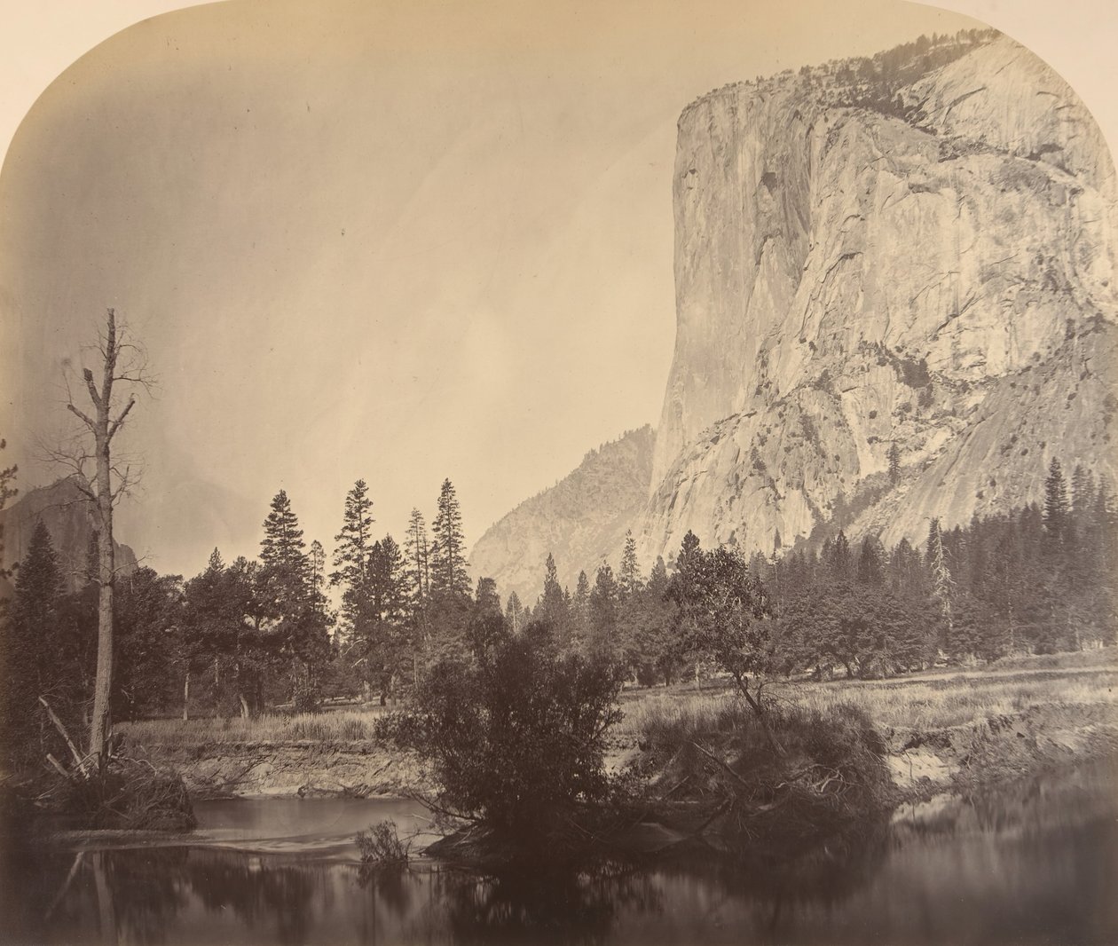 Tutucanula, El Capitan, 4000 stóp, 1861. autorstwa Carleton Emmons Watkins