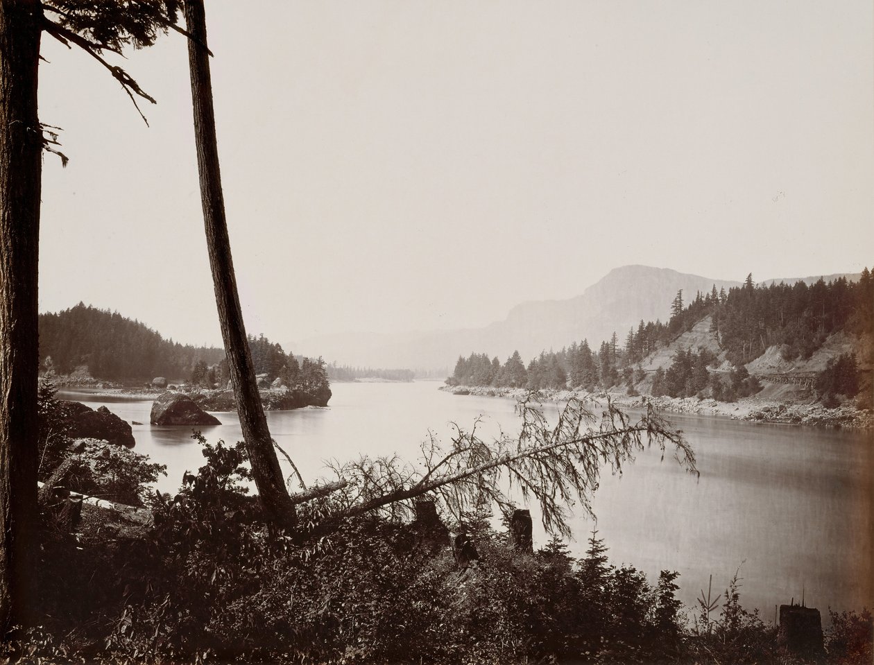Widok na Columbia, Cascades, 1867. autorstwa Carleton Emmons Watkins