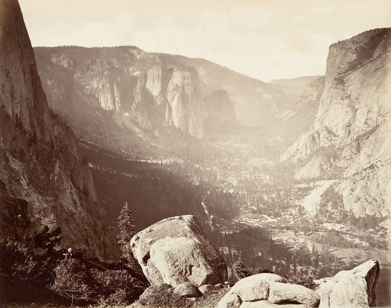 Dolina Yosemite od Union Point, ca. 1872, wydrukowany ca. 1876. autorstwa Carleton Emmons Watkins