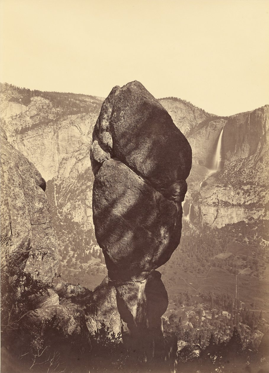 Agassiz Rock i wodospady Yosemite, widziane z Union Point autorstwa Carleton Watkins