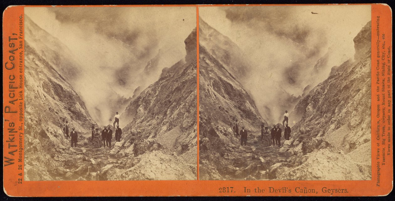 W kanonie diabła, gejzery autorstwa Carleton Watkins