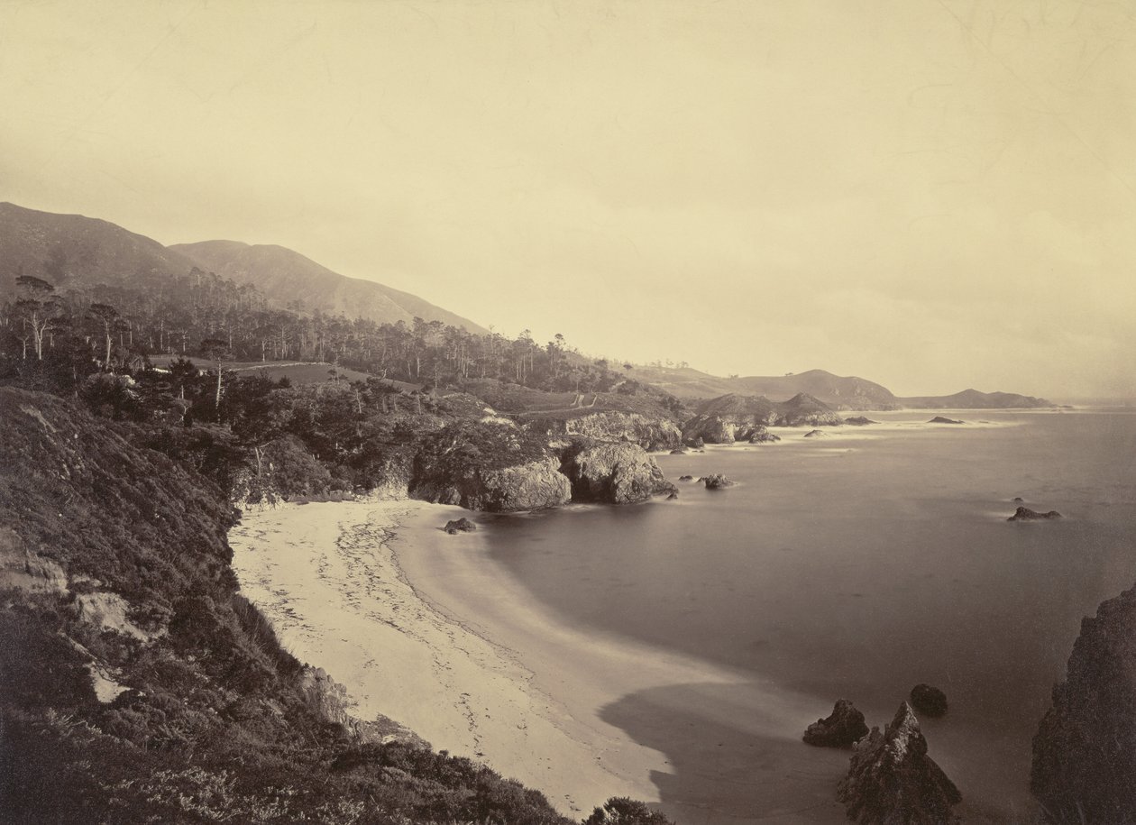 [Widok na wybrzeże Pacyfiku] / [Gibson Beach, Pt. Lobos, wybrzeże Monterey]. autorstwa Carleton Watkins