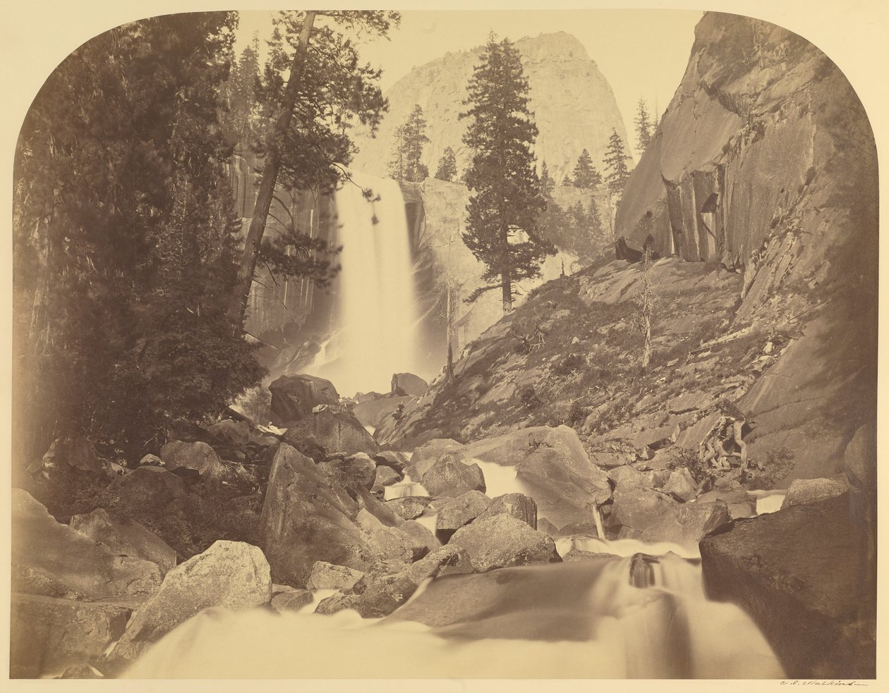 Piwayac - Wodospad Vernal - 300 stóp - Yosemite autorstwa Carleton Watkins