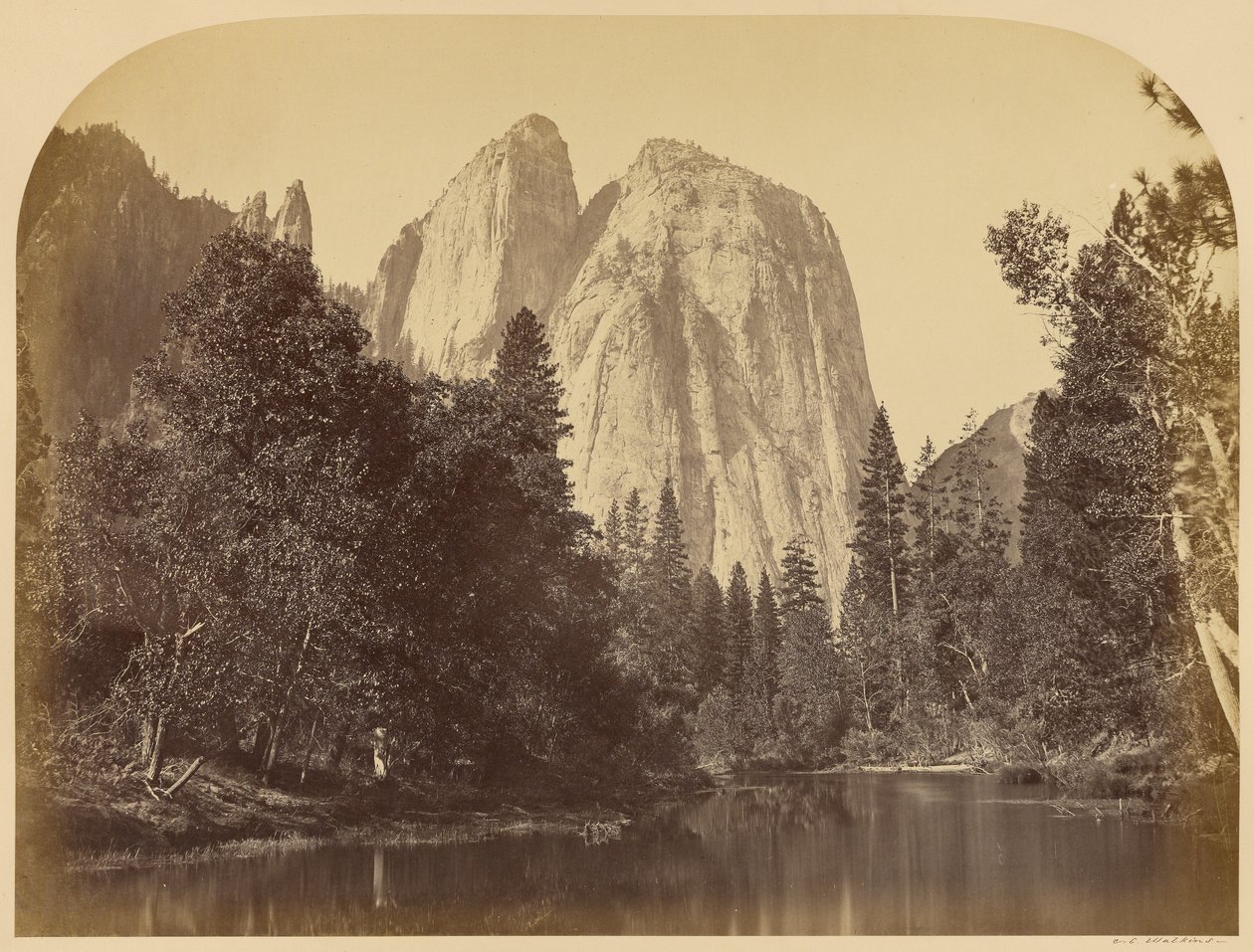 Widok na rzekę - Cathedral Rocks autorstwa Carleton Watkins
