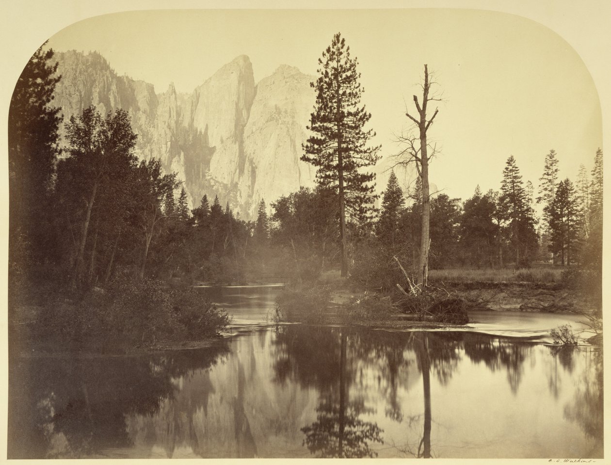 Widok rzeki - W dół doliny - Yosemite autorstwa Carleton Watkins