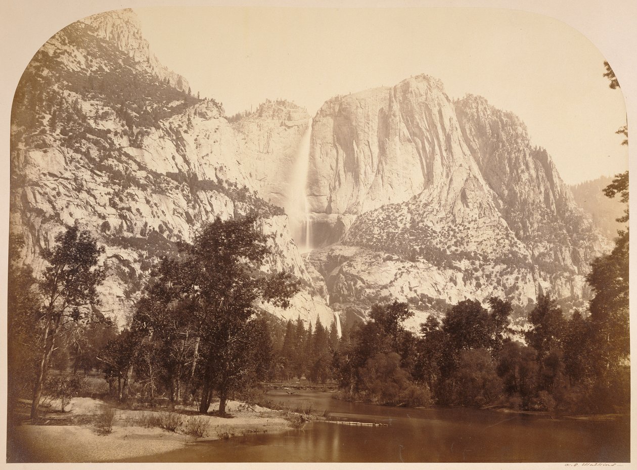 Widok rzeki, wodospady Yosemite. 2477 ft. autorstwa Carleton Watkins