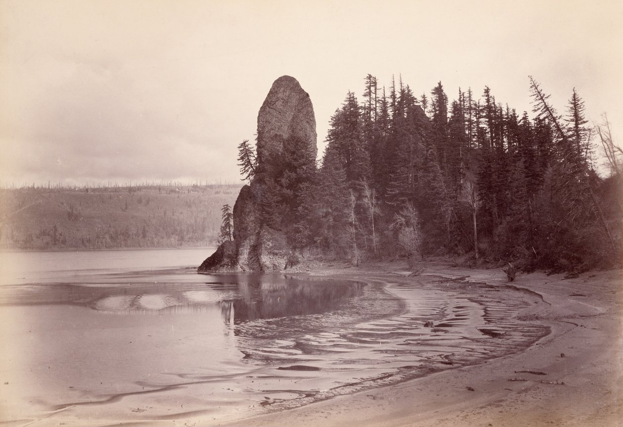 [Rooster Rock - rzeka Columbia] autorstwa Carleton Watkins
