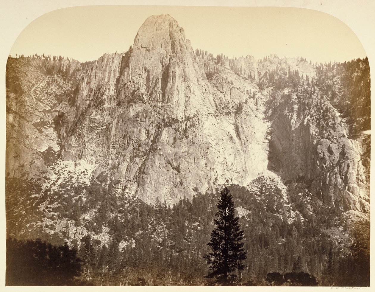 Sentinel (widok z przodu), 3270 stóp, Yosemite autorstwa Carleton Watkins