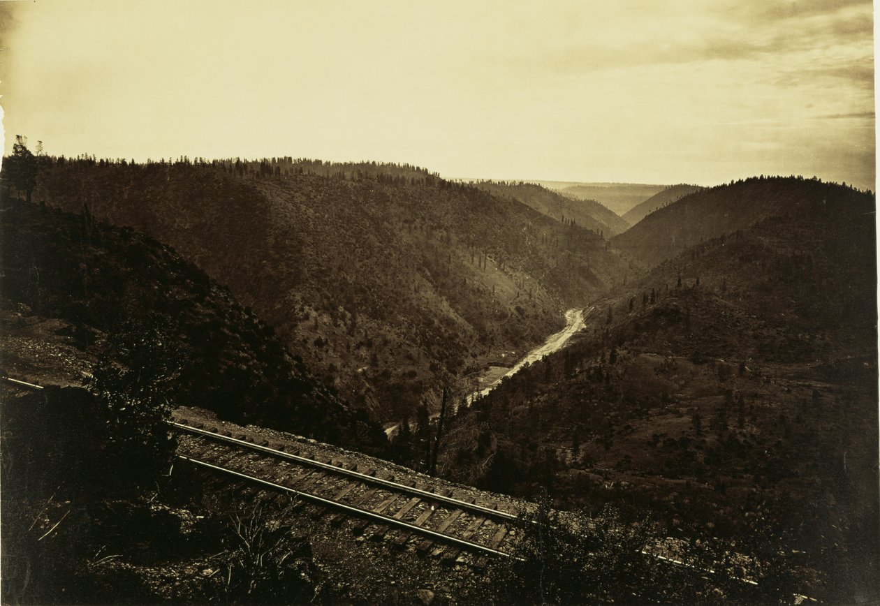 Kanion rzeki American, C.P.R.R. autorstwa Carleton Watkins