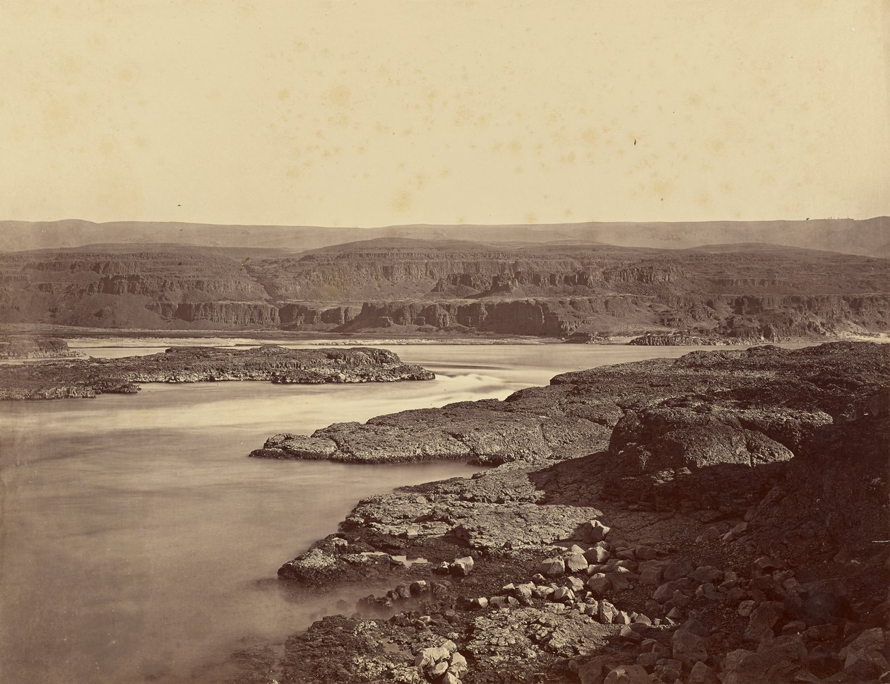 Przeprawa przez The Dalles, rzeka Columbia autorstwa Carleton Watkins