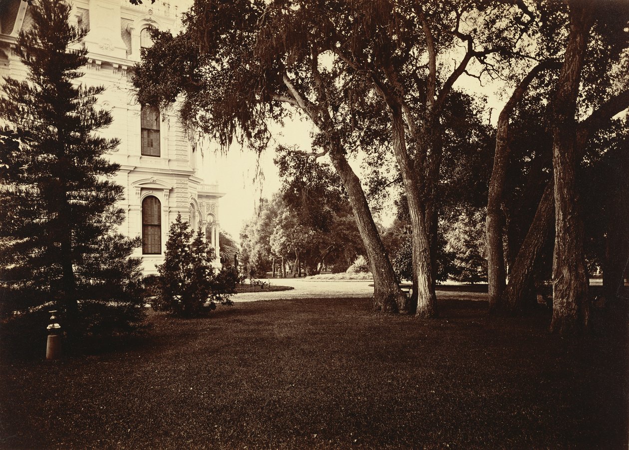 [Thurlow Lodge - trawnik i dom, od Barron Cluster]. autorstwa Carleton Watkins