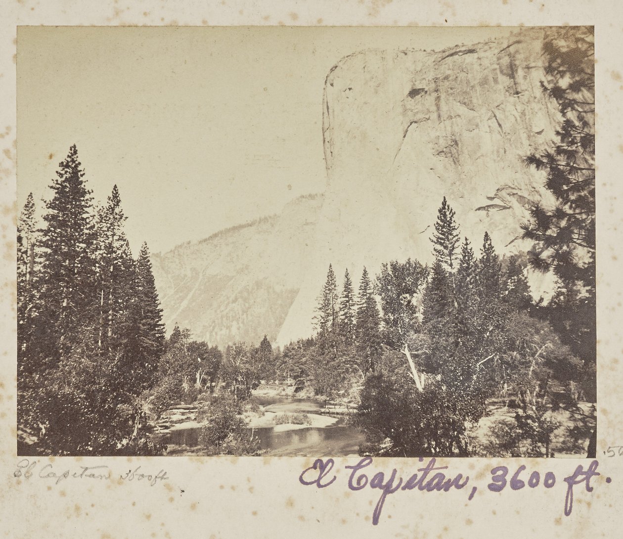 Tutocanula - El Capitan - 3600 stóp, Dolina Yosemite, hrabstwo Mariposa, Kalifornia (nr 1010) autorstwa Carleton Watkins