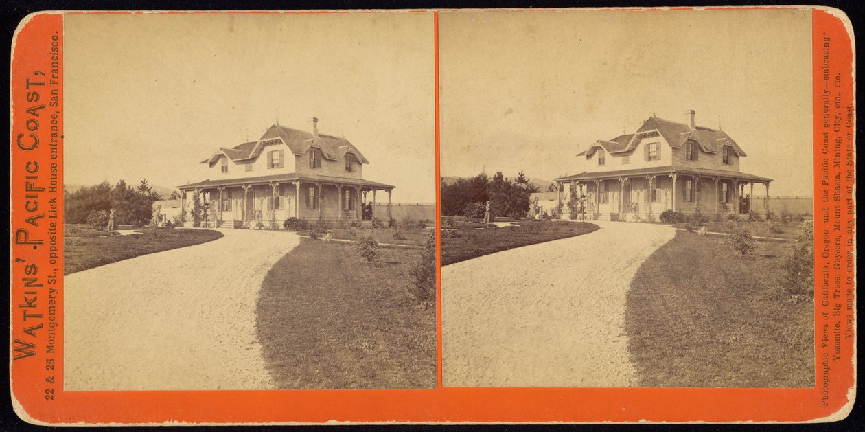 Niezidentyfikowana rezydencja, prawdopodobnie w Kalifornii autorstwa Carleton Watkins
