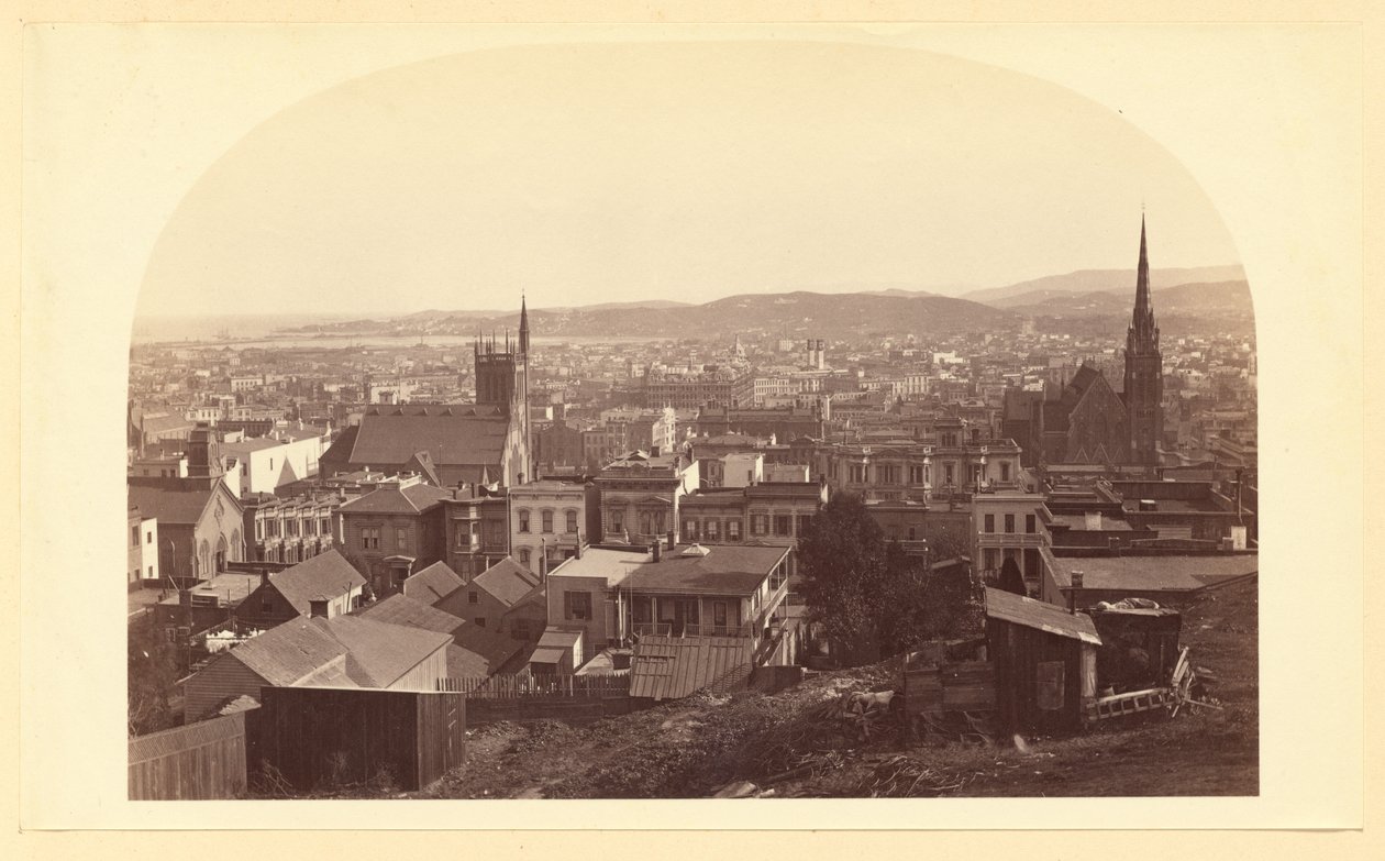 [Widok z rezydencji Chasa Crockera na południe, S.F.] autorstwa Carleton Watkins