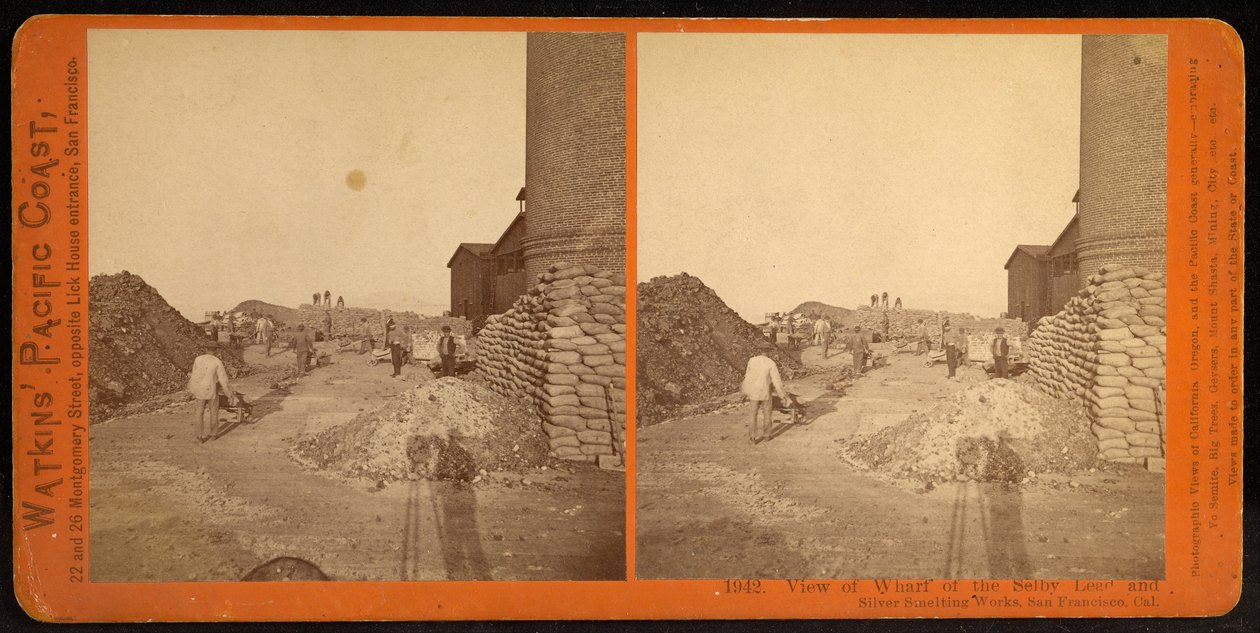 Widok na nabrzeże Selby Lead and Silver Smelting Works, San Francisco, Kalifornia autorstwa Carleton Watkins