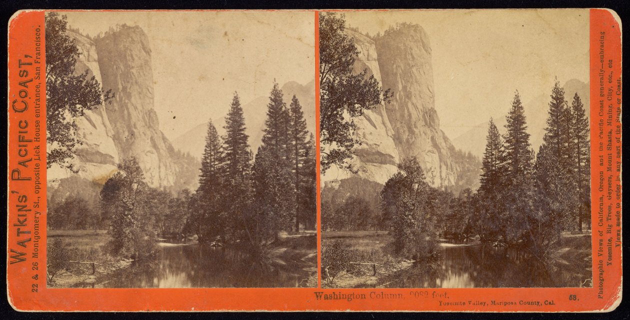 Kolumna Waszyngtona, 2082 stopy, dolina Yosemite, hrabstwo Mariposa, Ca autorstwa Carleton Watkins