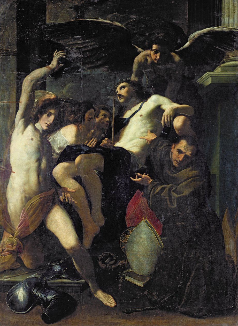 Chrystus adorowany przez anioły, św. Sebastiana i św. Bonawenturę autorstwa Carlo Bononi