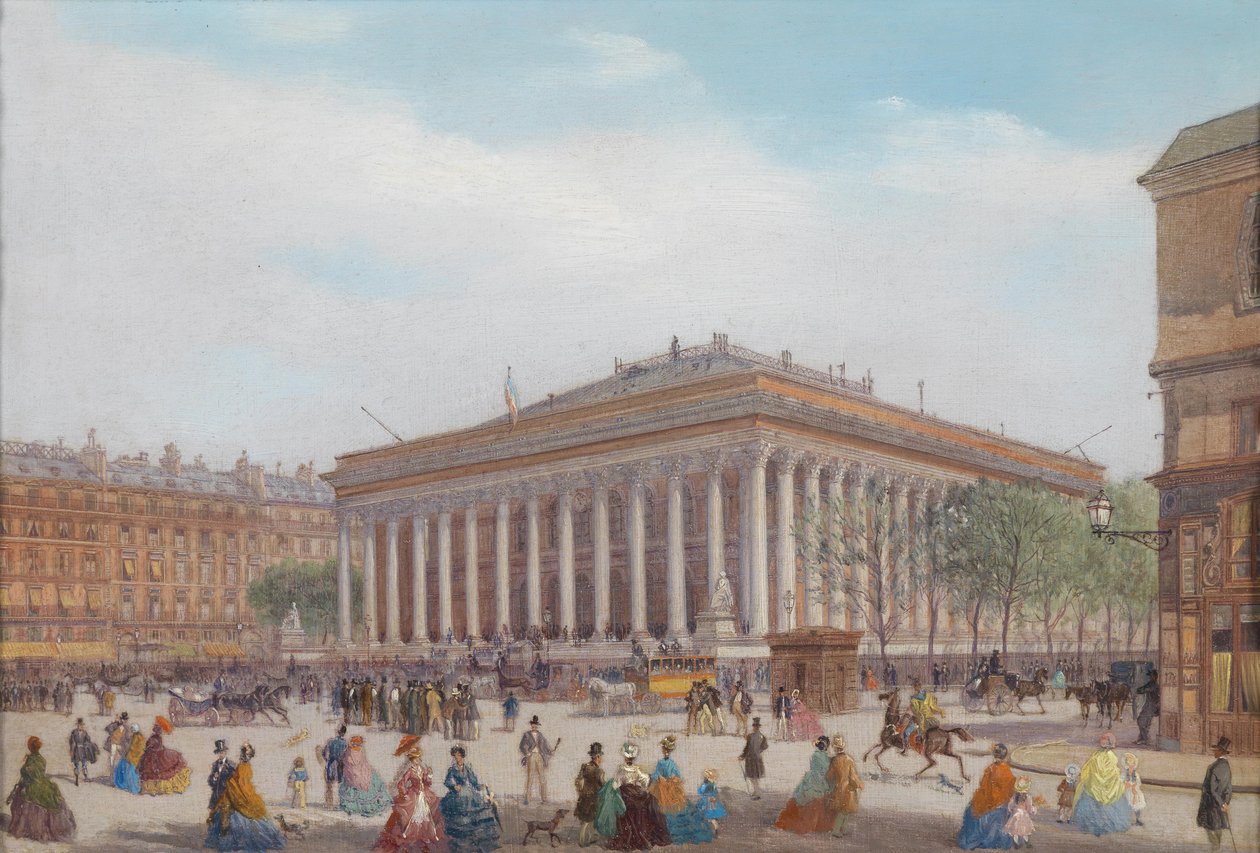 Widok na Place de la Bourse, Paryż autorstwa Carlo Bossoli