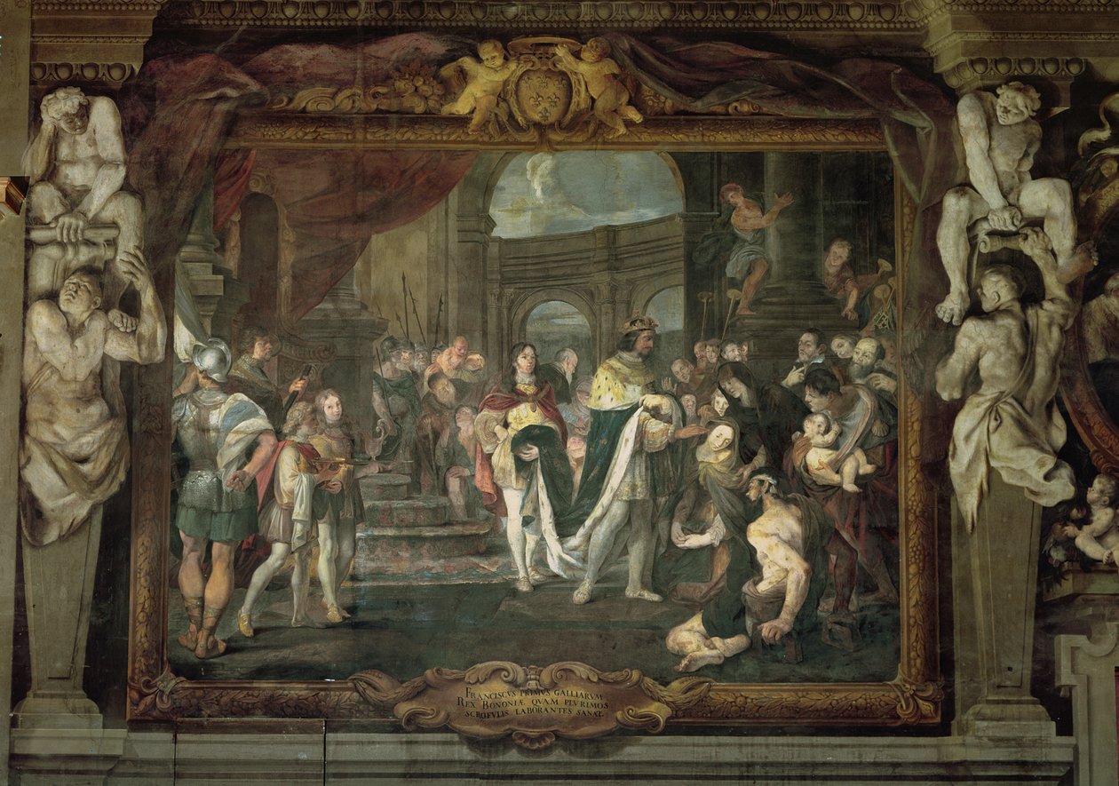 Franciszek I (1494-1547) Dotykanie zła króla w Bolonii autorstwa Carlo Cignani