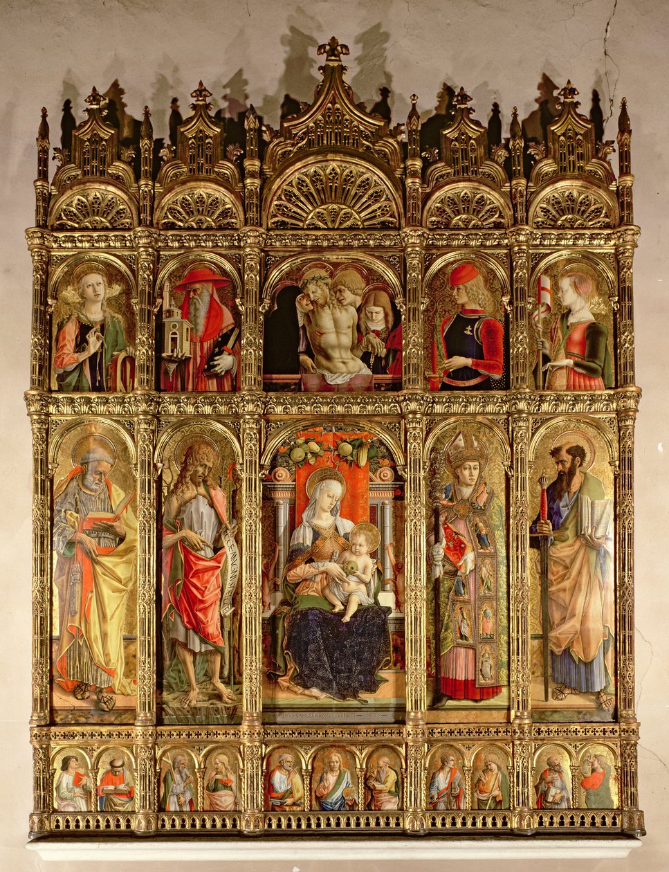 Madonna z Dzieciątkiem ze świętymi, poliptyk, 1473 (tempera na desce) autorstwa Carlo Crivelli