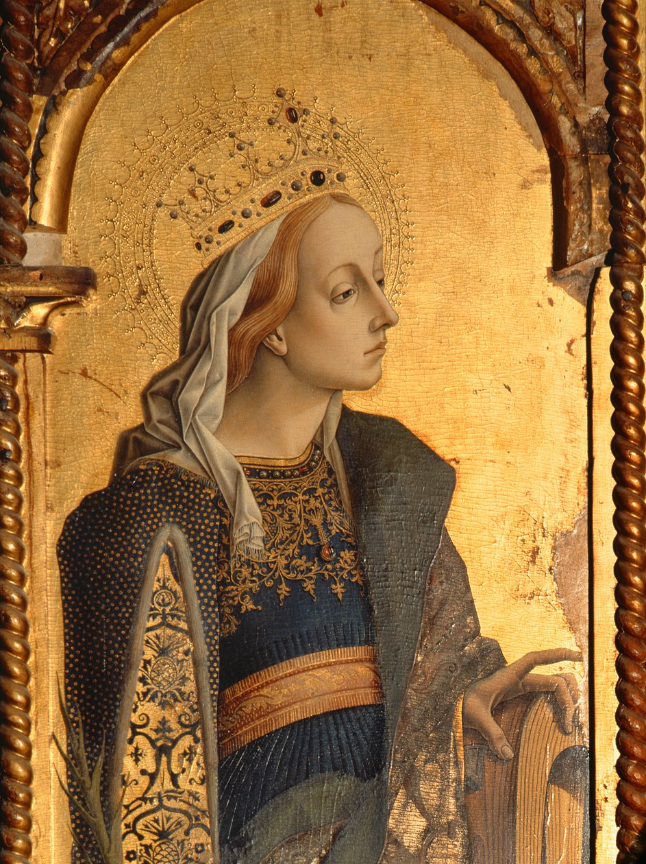 Św. Katarzyna, fragment tryptyku Santa Lucia (tempera na desce) (zob. 76683) autorstwa Carlo Crivelli