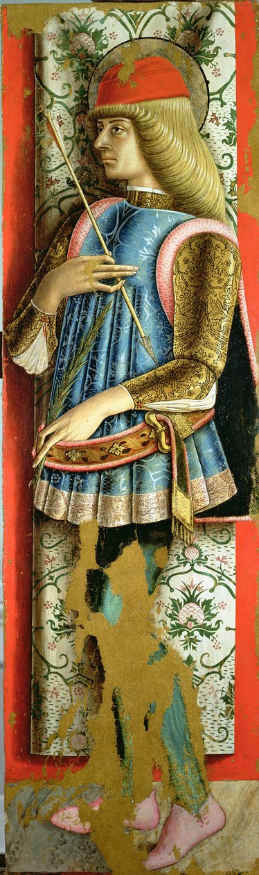 Św. Sebastian, prawy panel drugiego tryptyku Doliny Castellano (tempera na panelu) autorstwa Carlo Crivelli