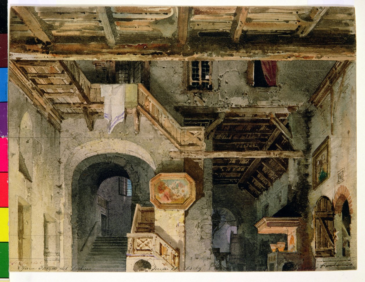 Scenografia do „Siła przeznaczenia”, ok. 1862 autorstwa Carlo Ferrario