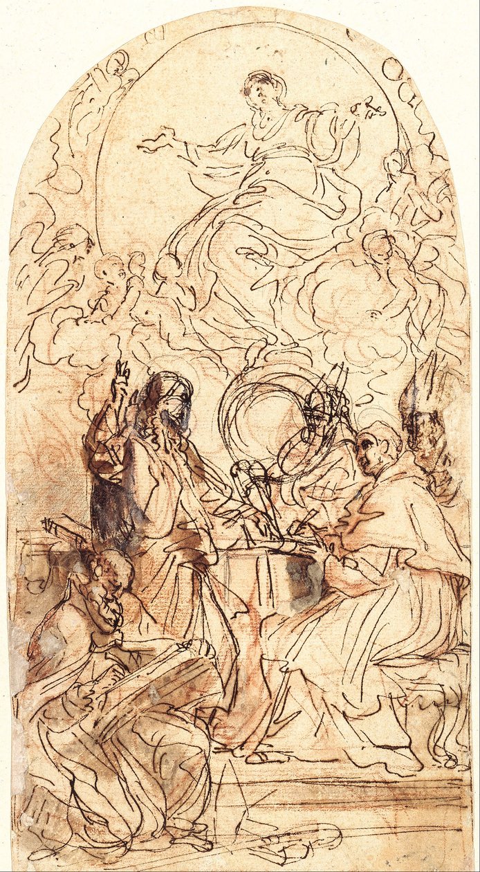 Madonna na półksiężycu i czterech świętych autorstwa Carlo Maratta or Maratti