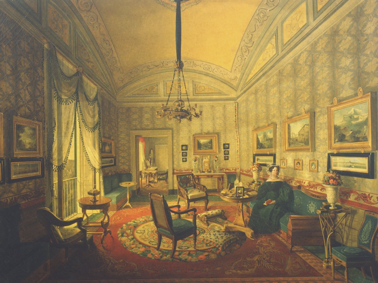 Królowa Maria Isabella z Neapolu w swoim mieszkaniu w Reggia di Capodimonte autorstwa Carlo de Falco