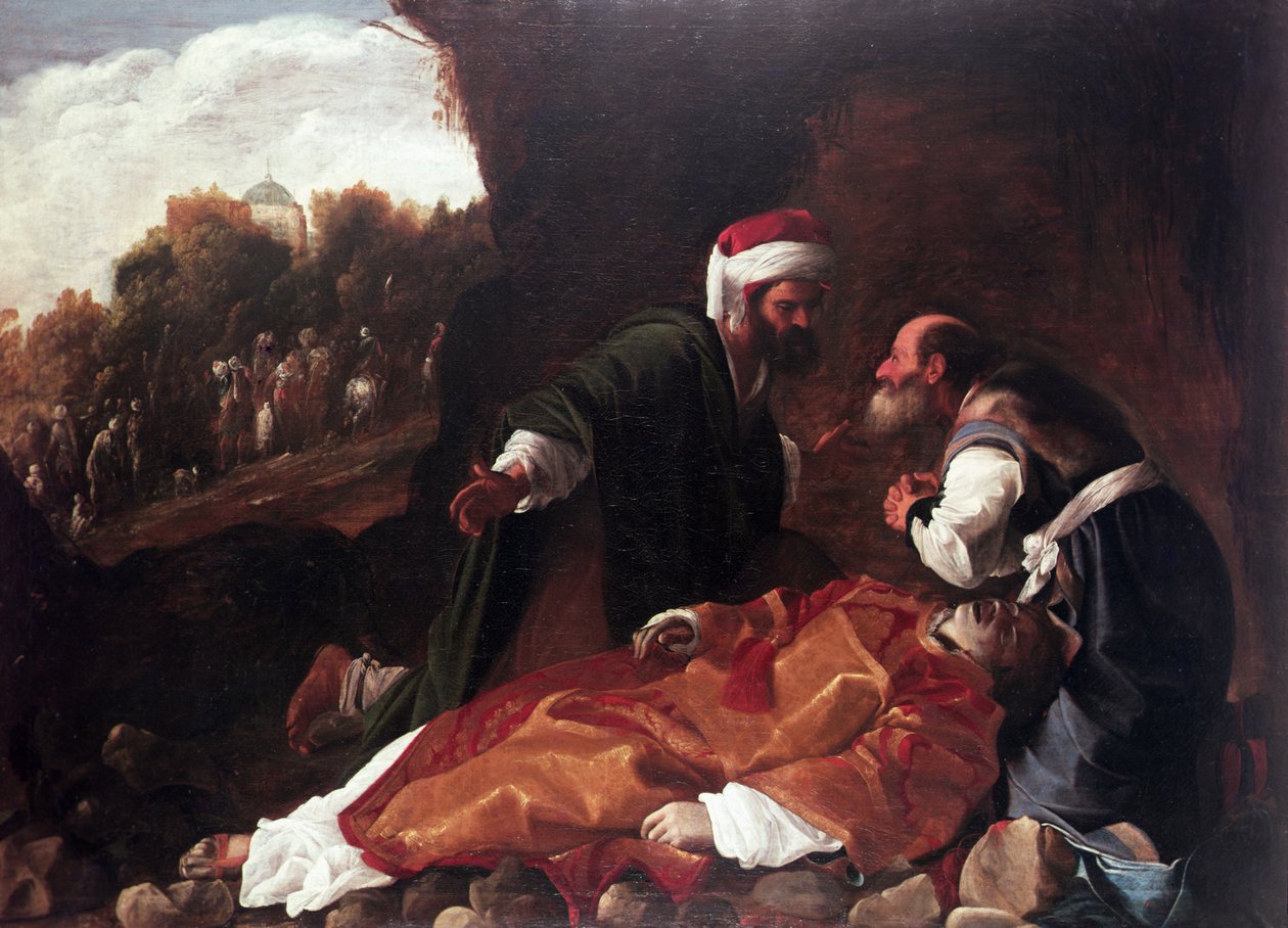 Pogrzeb św. Szczepana (olej na płótnie) autorstwa Carlo (attr. to) Saraceni