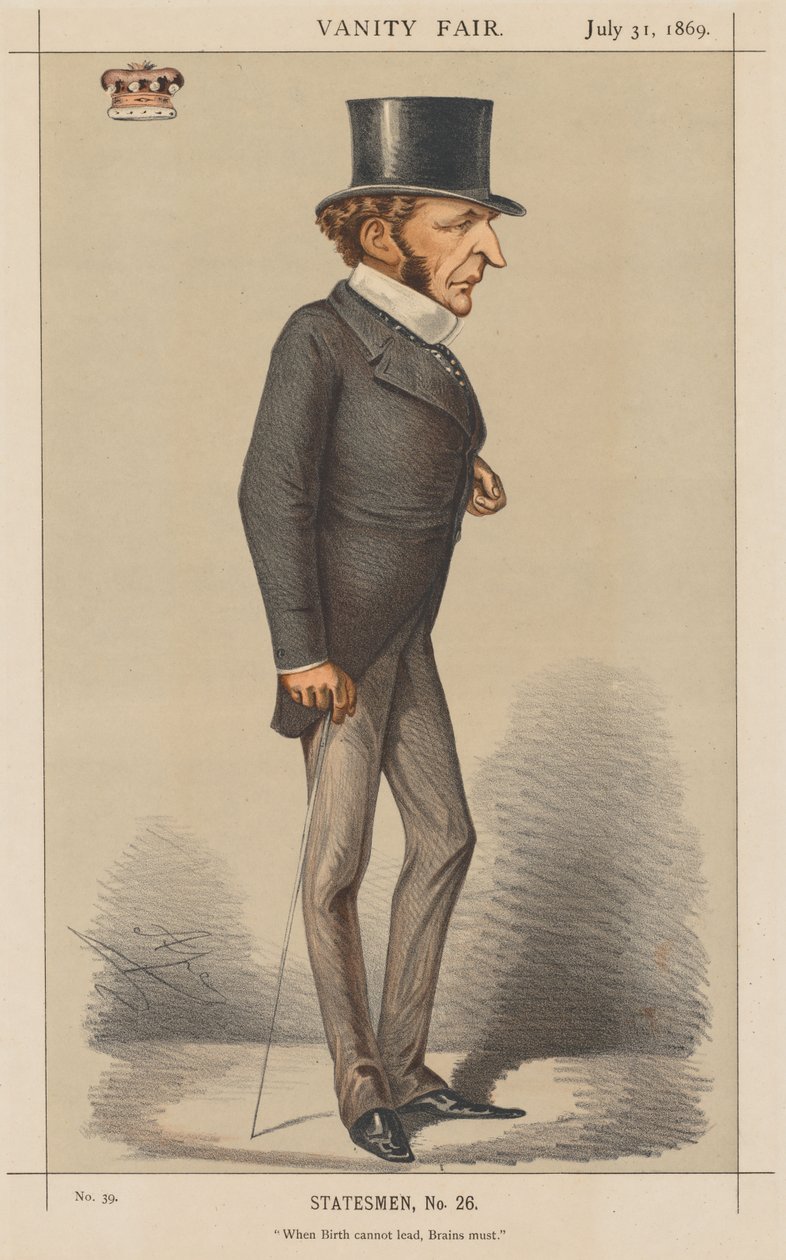 Vanity Fair: Statesman nr 26 Kiedy narodziny nie mogą prowadzić, Brains muszą., 1869. autorstwa Carlo