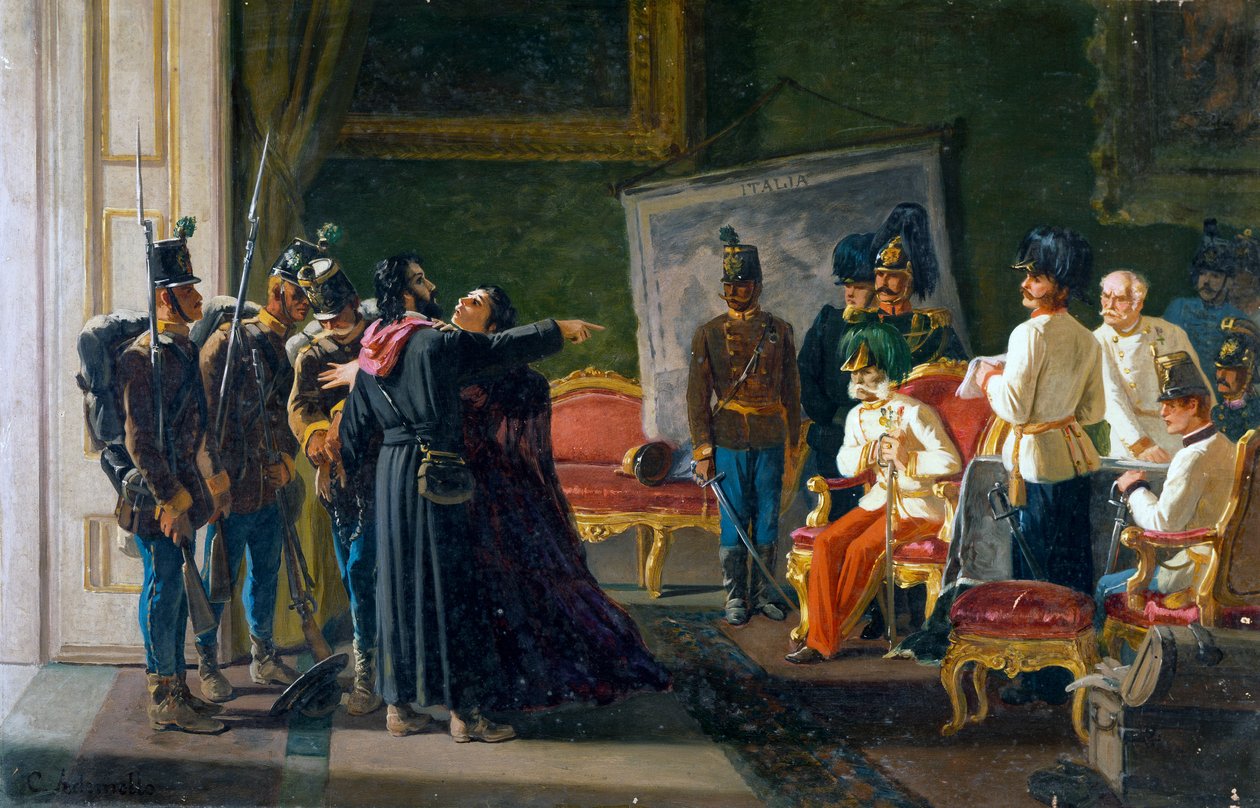 Ugo Bassi i jego siostra Carlotta w Villa Spada, ok. 1866, olej na płótnie, Carlo Ademollo (1825-1911) autorstwa Carlo Ademollo
