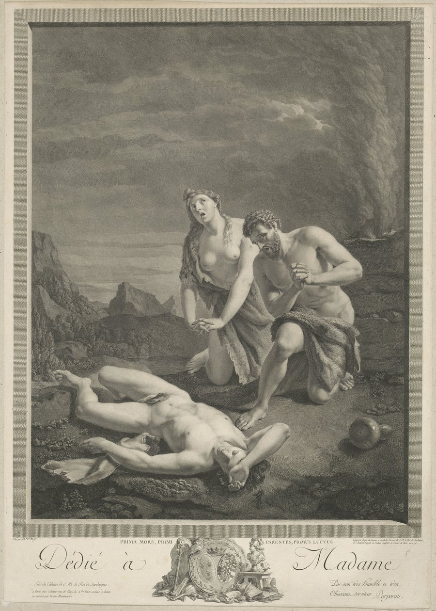 Adam i Ewa przy zwłokach Abla autorstwa Carlo Antonio Porporati