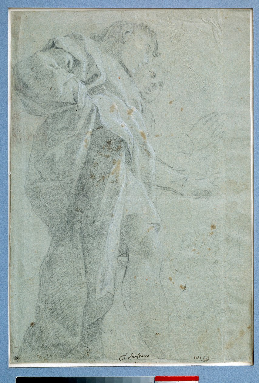 Dwóch mężczyzn stojących draperii Rysunek tuszem i praniem – Carlo Bononi (1569-1632) Wym. 0,27 x 0,39 m Paryż. Muzeum w Luwrze autorstwa Carlo Bononi