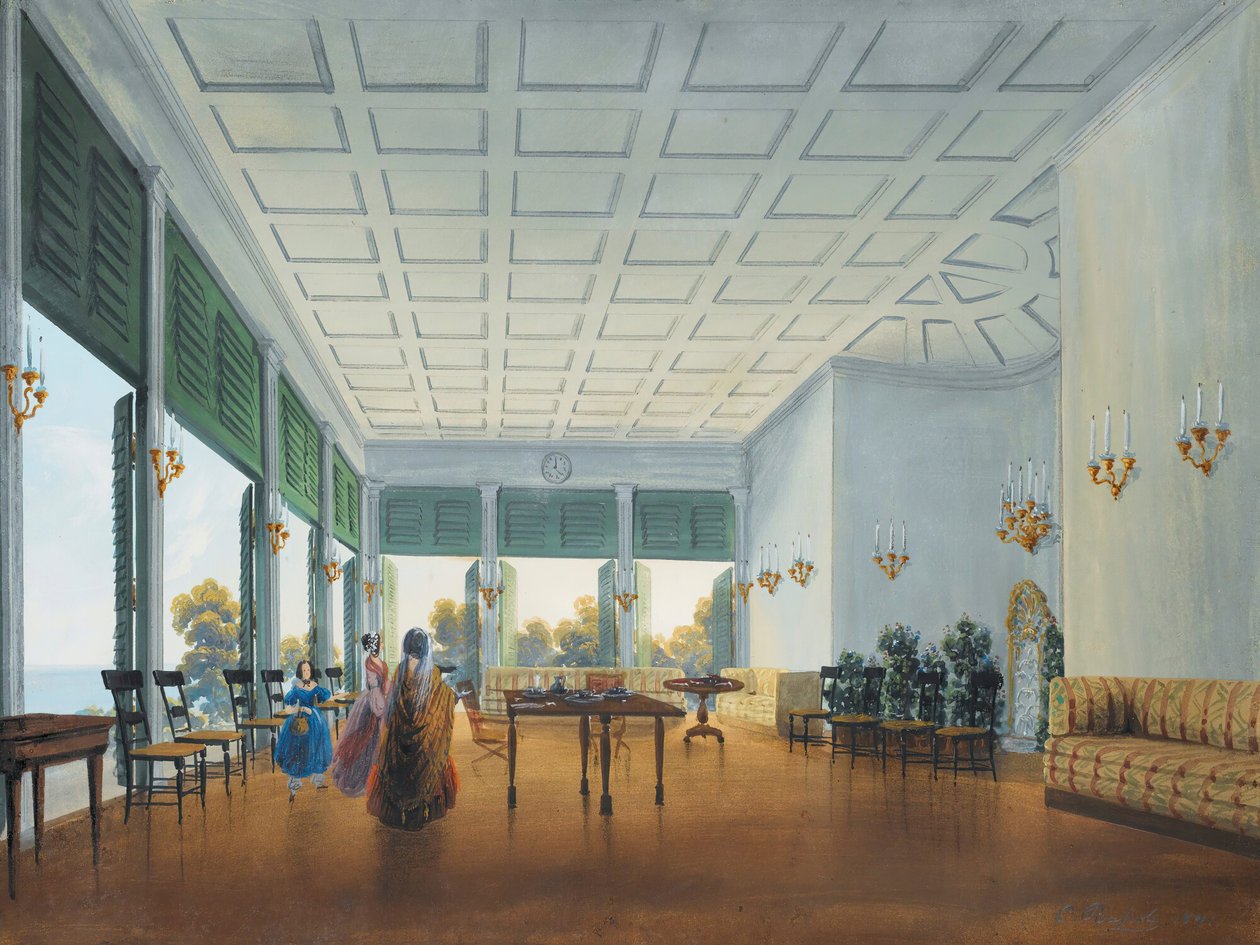 Wnętrze pałacu Naryszkinów w Miskhor, 1841-1842. autorstwa Carlo Bossoli